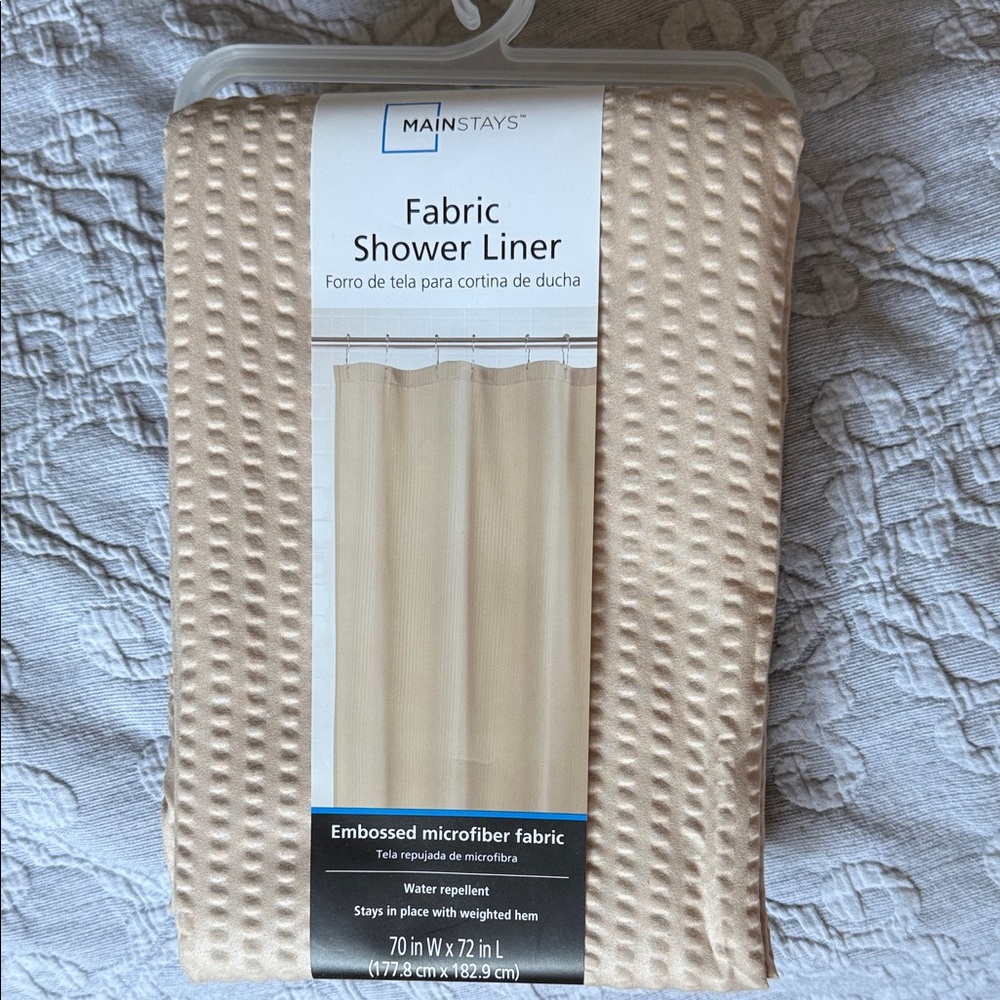 Mainstays Beige Fabric Shower Liner